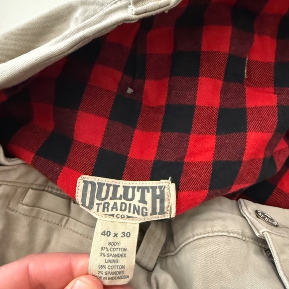 Duluth Trading Flex Fallrom Khakis Flannel Lined Heavyweight Pants Mens 40 x 30 - Picture 5 of 8